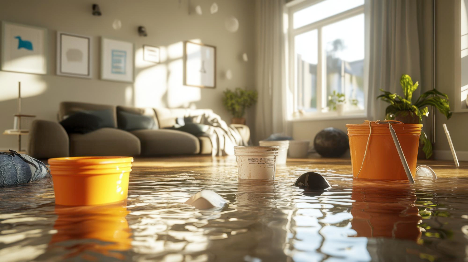 a flooded living room in ramsey